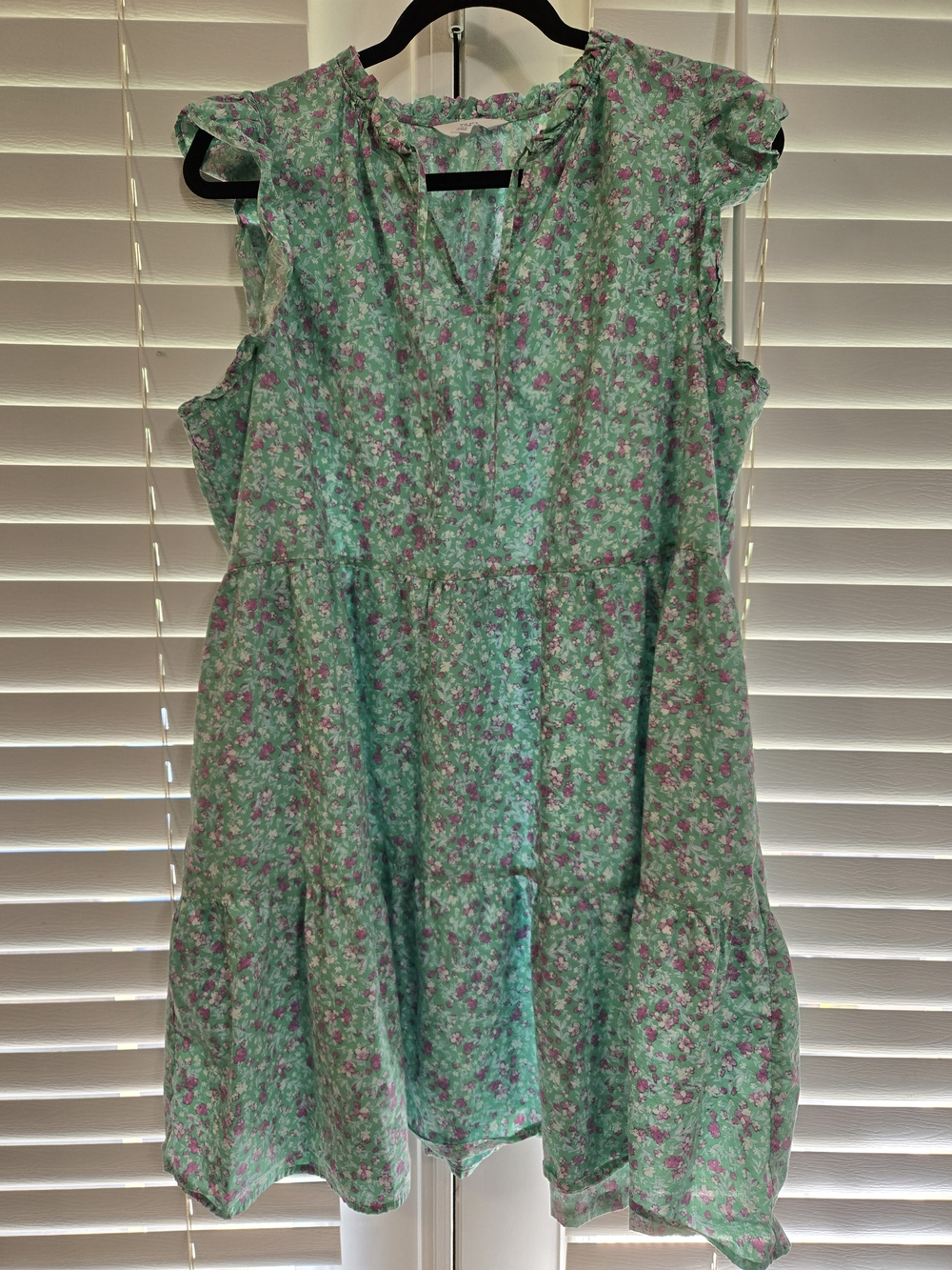 Time and Tru Green Floral Tiered Dress Sz XL